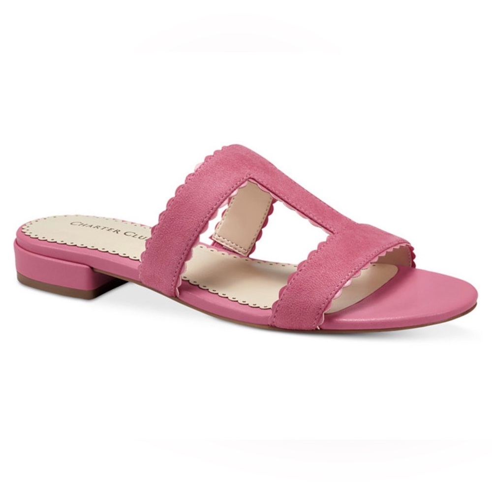 Charter Club Luliaf Scalloped Slide Sandals Pink - Size 9.5 (NIB)